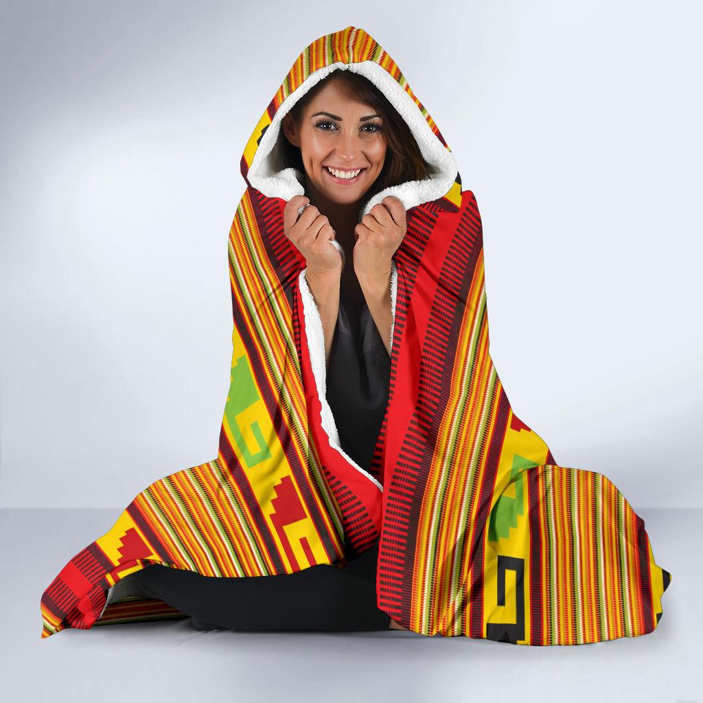 Mexican Blanket Ornament Print Pattern Hooded Blanket-JTAMIGO.COM