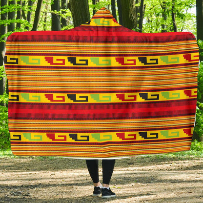 Mexican Blanket Ornament Print Pattern Hooded Blanket-JTAMIGO.COM