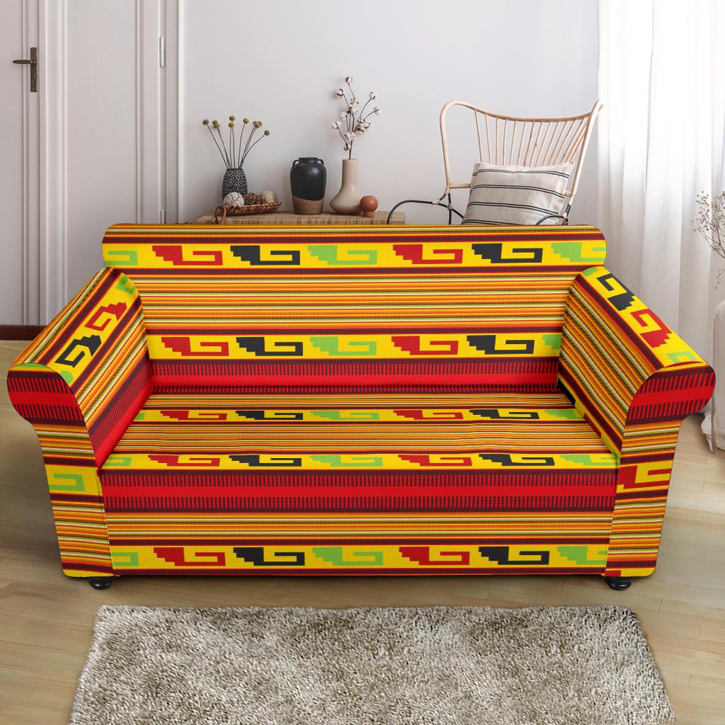 Mexican Blanket Ornament Print Pattern Loveseat Slipcover-JTAMIGO.COM