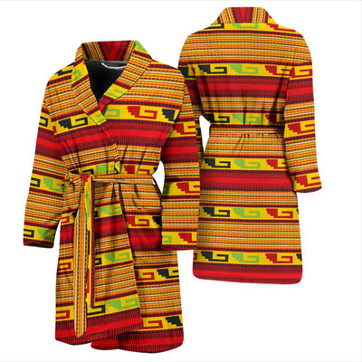 Mexican Blanket Ornament Print Pattern Men Bath Robe-JTAMIGO.COM