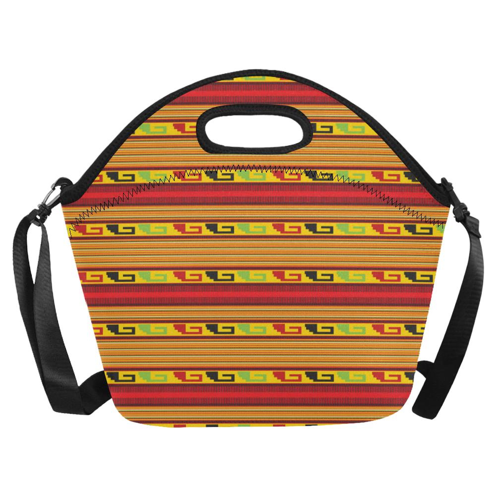Mexican Blanket Ornament Print Pattern Neoprene Lunch Bag (Model 1669)(Large)-JTAMIGO.COM