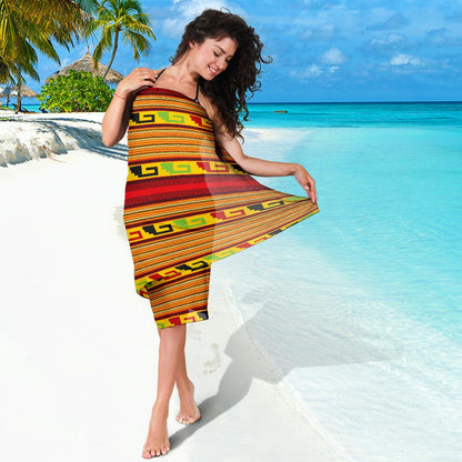 Mexican Blanket Ornament Print Pattern Sarong Pareo Wrap