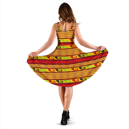 Mexican Blanket Ornament Print Pattern Sleeveless Dress