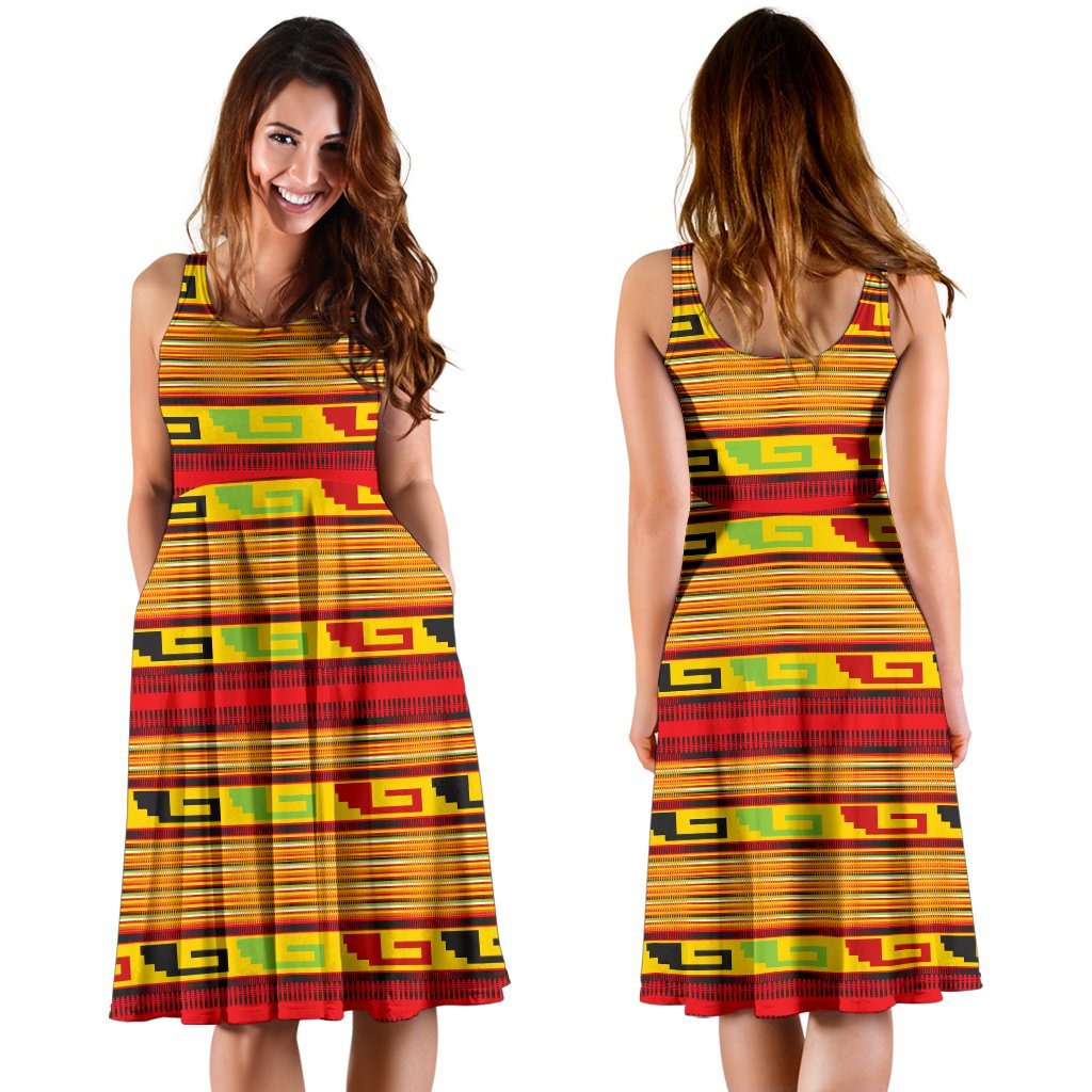 Mexican Blanket Ornament Print Pattern Sleeveless Dress