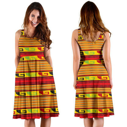 Mexican Blanket Ornament Print Pattern Sleeveless Dress