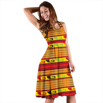 Mexican Blanket Ornament Print Pattern Sleeveless Dress