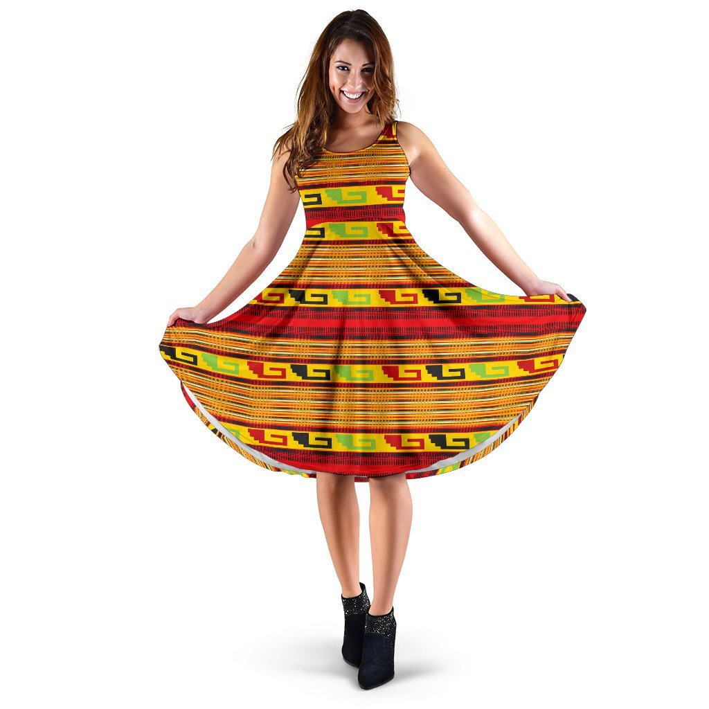 Mexican Blanket Ornament Print Pattern Sleeveless Dress