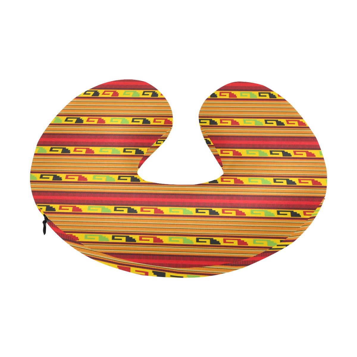 Mexican Blanket Ornament Print Pattern U-Shaped Travel Neck Pillow-JTAMIGO.COM