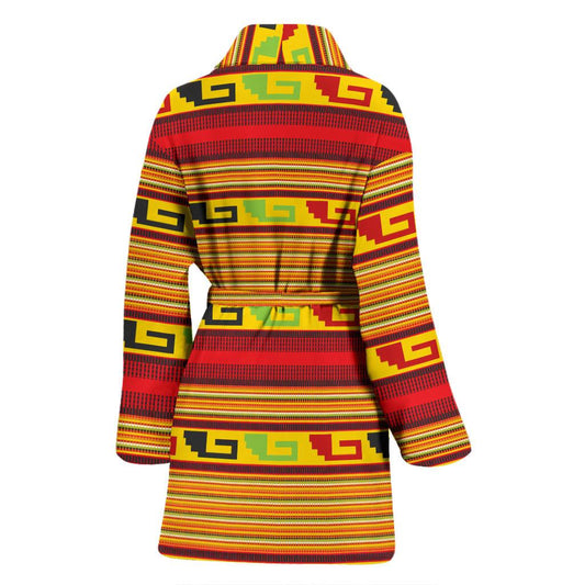 Mexican Blanket Ornament Print Pattern Women Bath Robe-JTAMIGO.COM