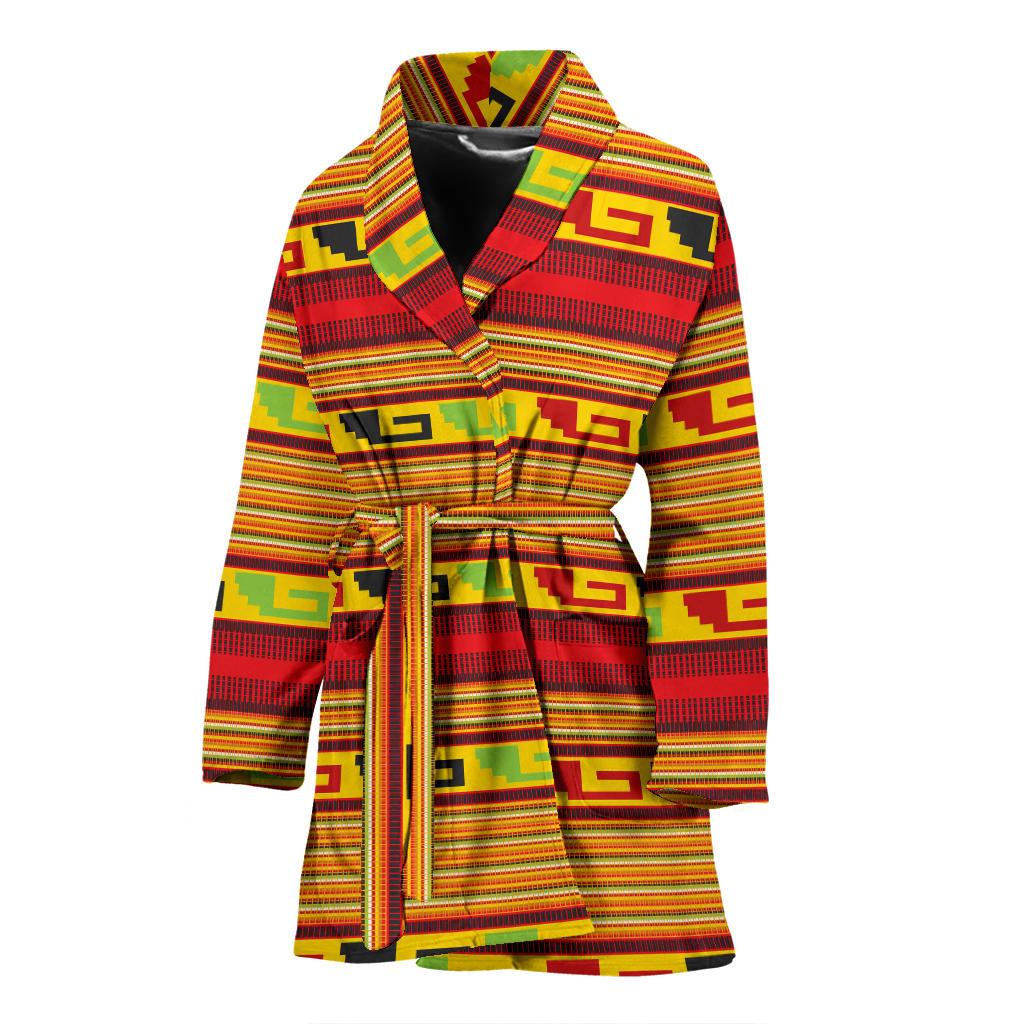Mexican Blanket Ornament Print Pattern Women Bath Robe-JTAMIGO.COM