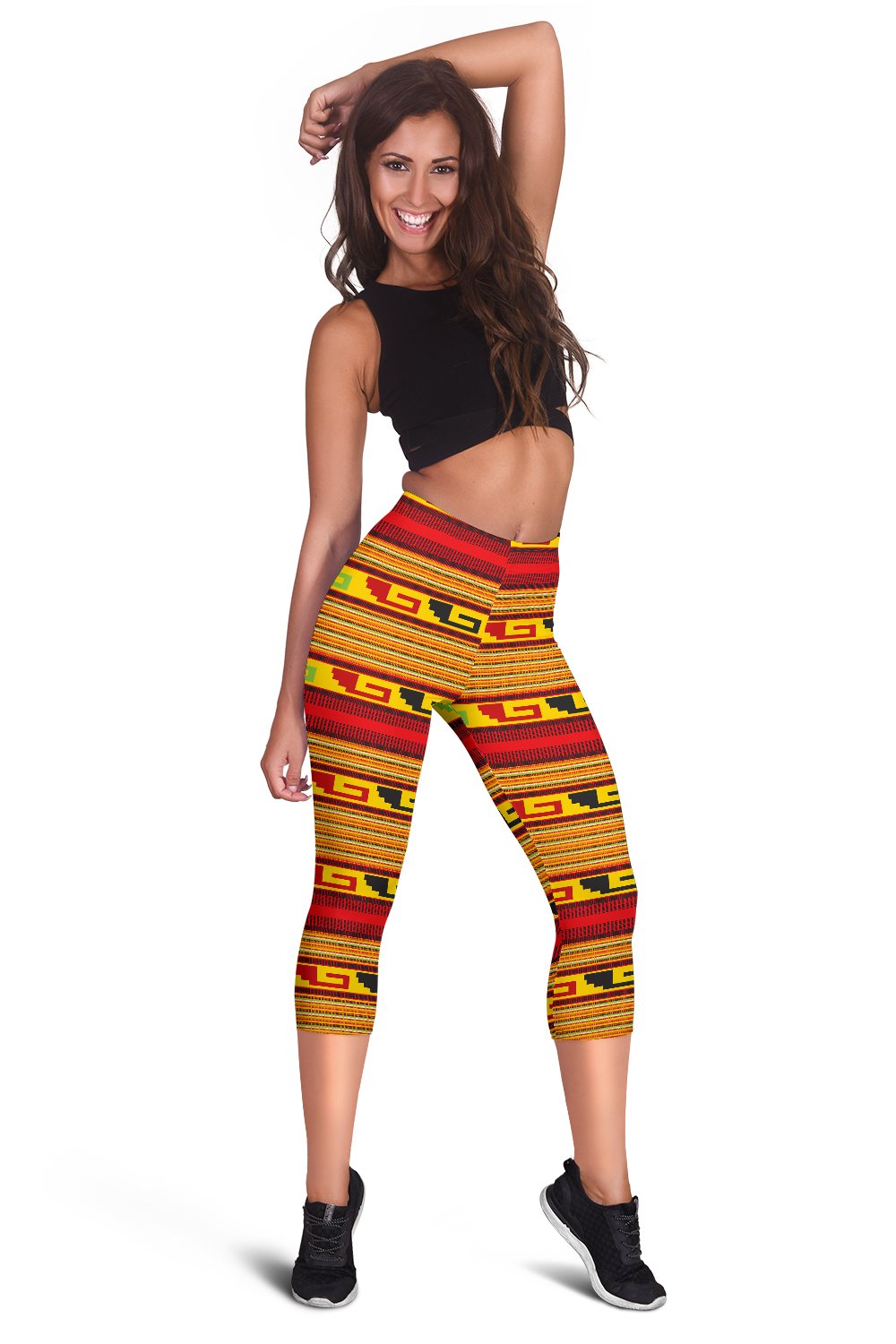 Mexican Blanket Ornament Print Pattern Women Capris