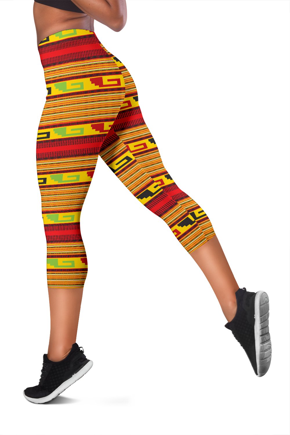Mexican Blanket Ornament Print Pattern Women Capris