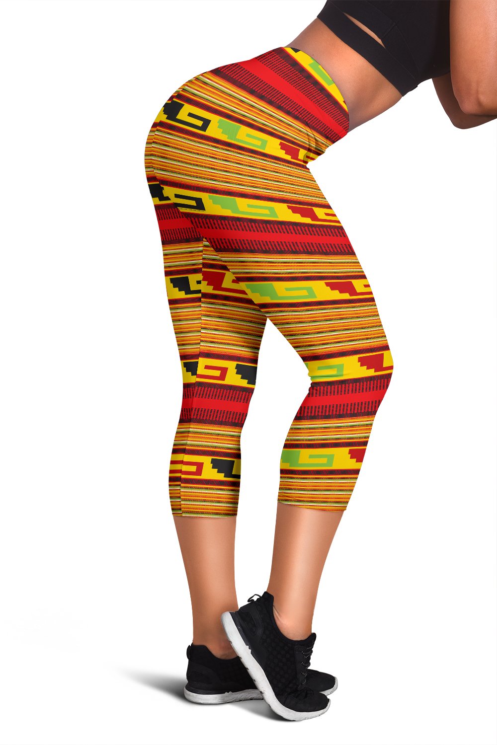 Mexican Blanket Ornament Print Pattern Women Capris