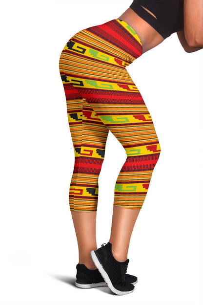 Mexican Blanket Ornament Print Pattern Women Capris