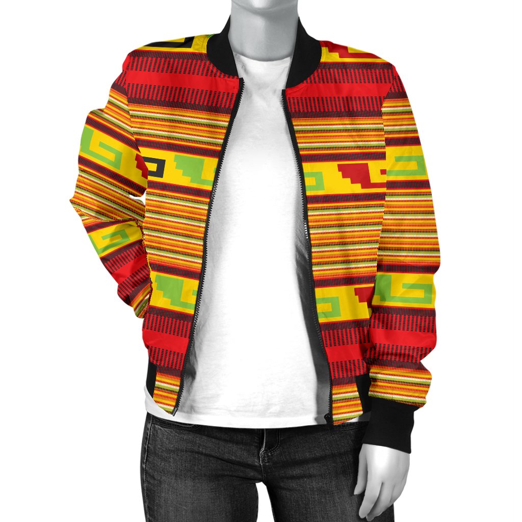 Mexican Blanket Ornament Print Pattern Women Casual Bomber Jacket