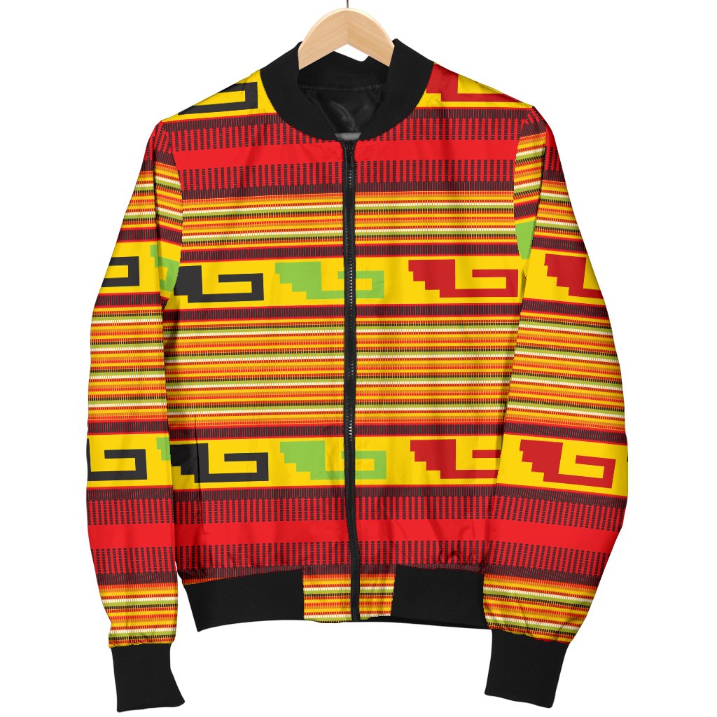 Mexican Blanket Ornament Print Pattern Women Casual Bomber Jacket