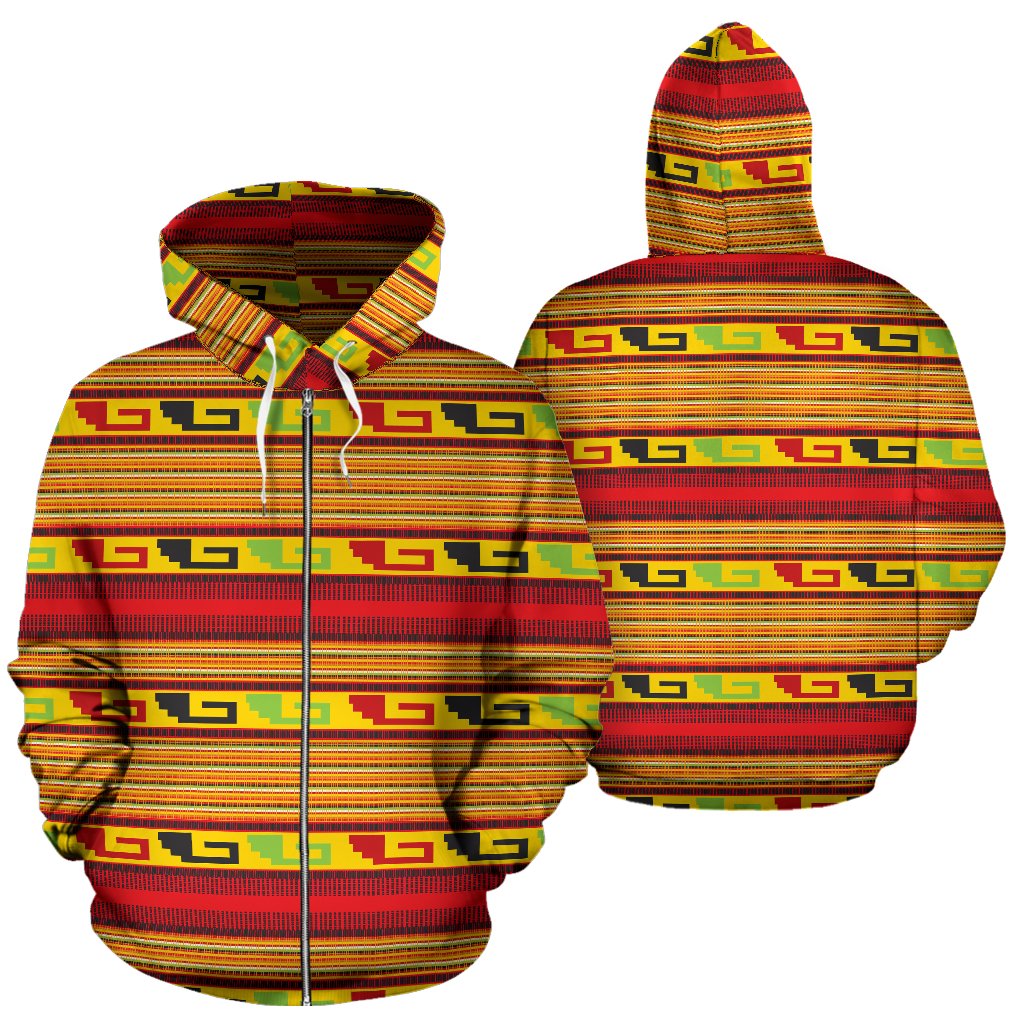 Mexican Blanket Ornament Print Pattern Zip Up Hoodie