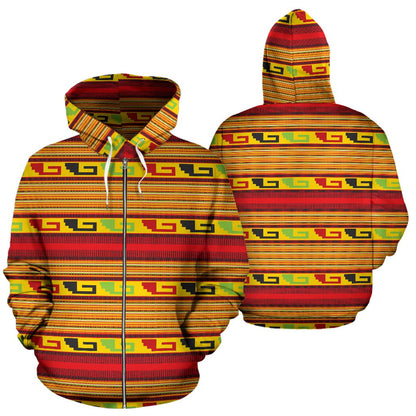 Mexican Blanket Ornament Print Pattern Zip Up Hoodie