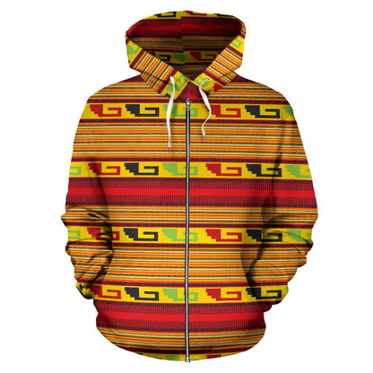 Mexican Blanket Ornament Print Pattern Zip Up Hoodie