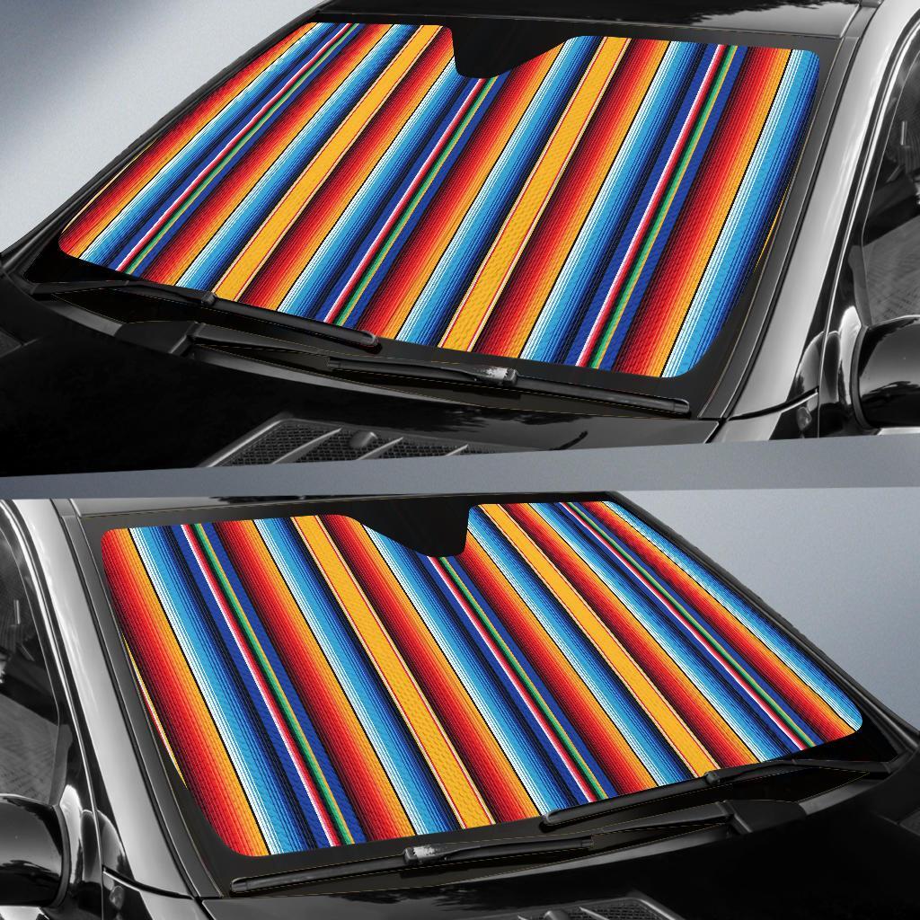 Mexican Blanket Stripe Print Pattern Car Sun Shade For Windshield