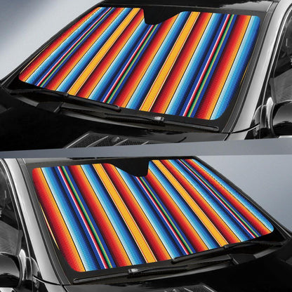 Mexican Blanket Stripe Print Pattern Car Sun Shade For Windshield