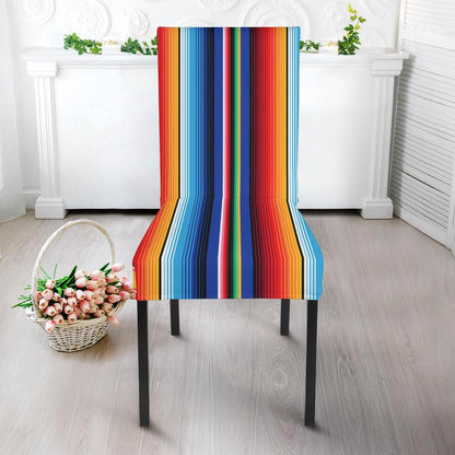 Mexican Blanket Stripe Print Pattern Dining Chair Slipcover-JTAMIGO.COM