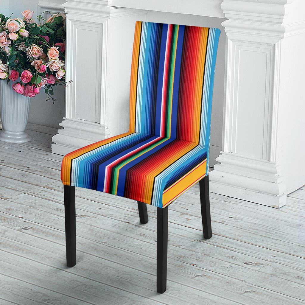 Mexican Blanket Stripe Print Pattern Dining Chair Slipcover-JTAMIGO.COM
