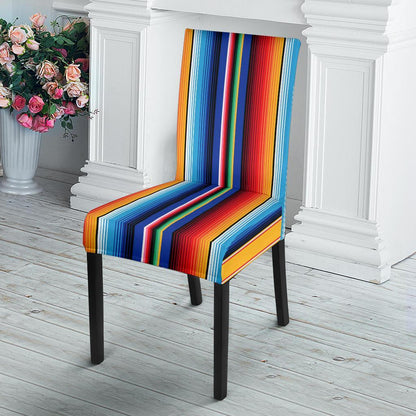 Mexican Blanket Stripe Print Pattern Dining Chair Slipcover-JTAMIGO.COM
