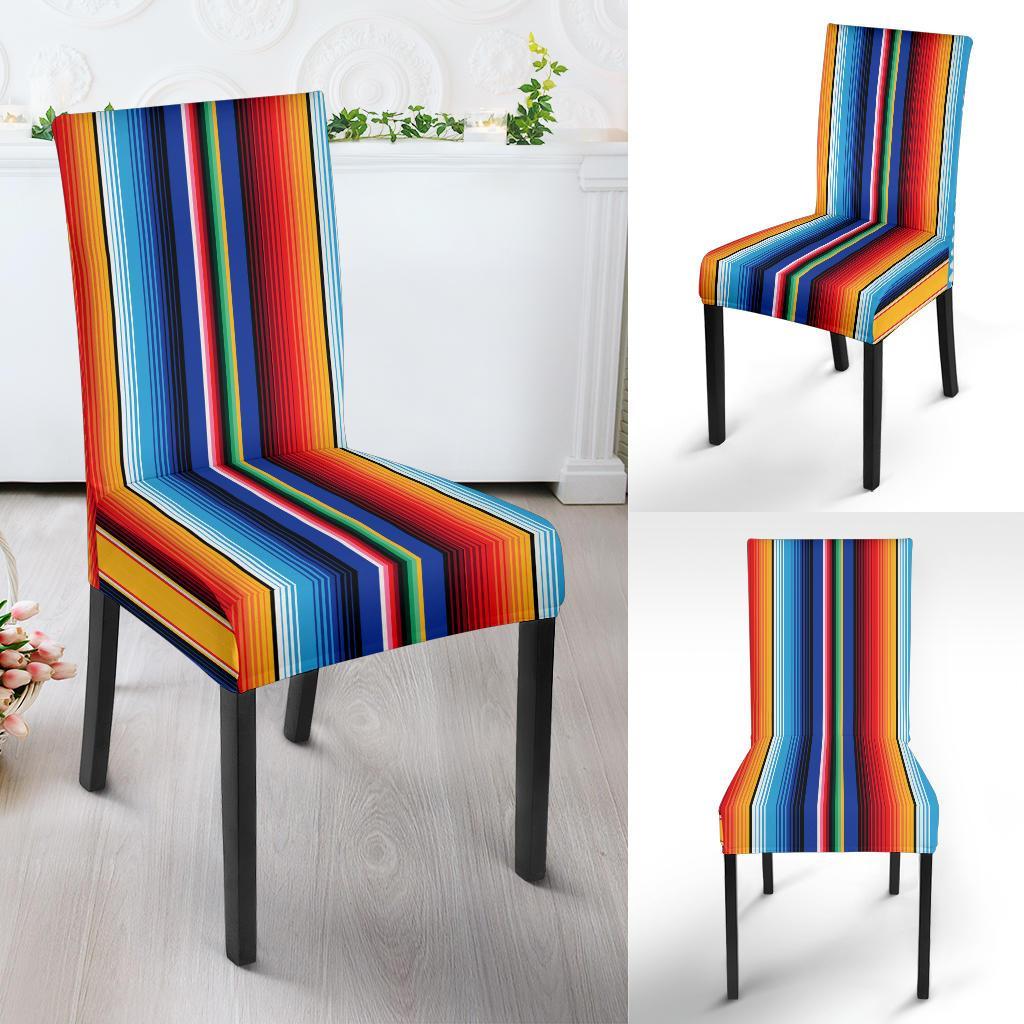 Mexican Blanket Stripe Print Pattern Dining Chair Slipcover-JTAMIGO.COM