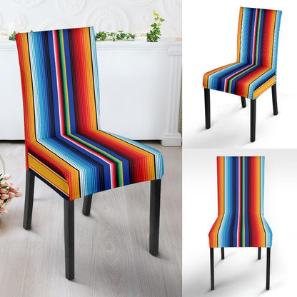 Mexican Blanket Stripe Print Pattern Dining Chair Slipcover-JTAMIGO.COM