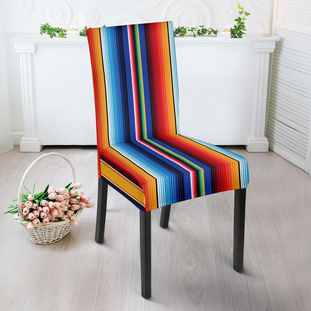 Mexican Blanket Stripe Print Pattern Dining Chair Slipcover-JTAMIGO.COM