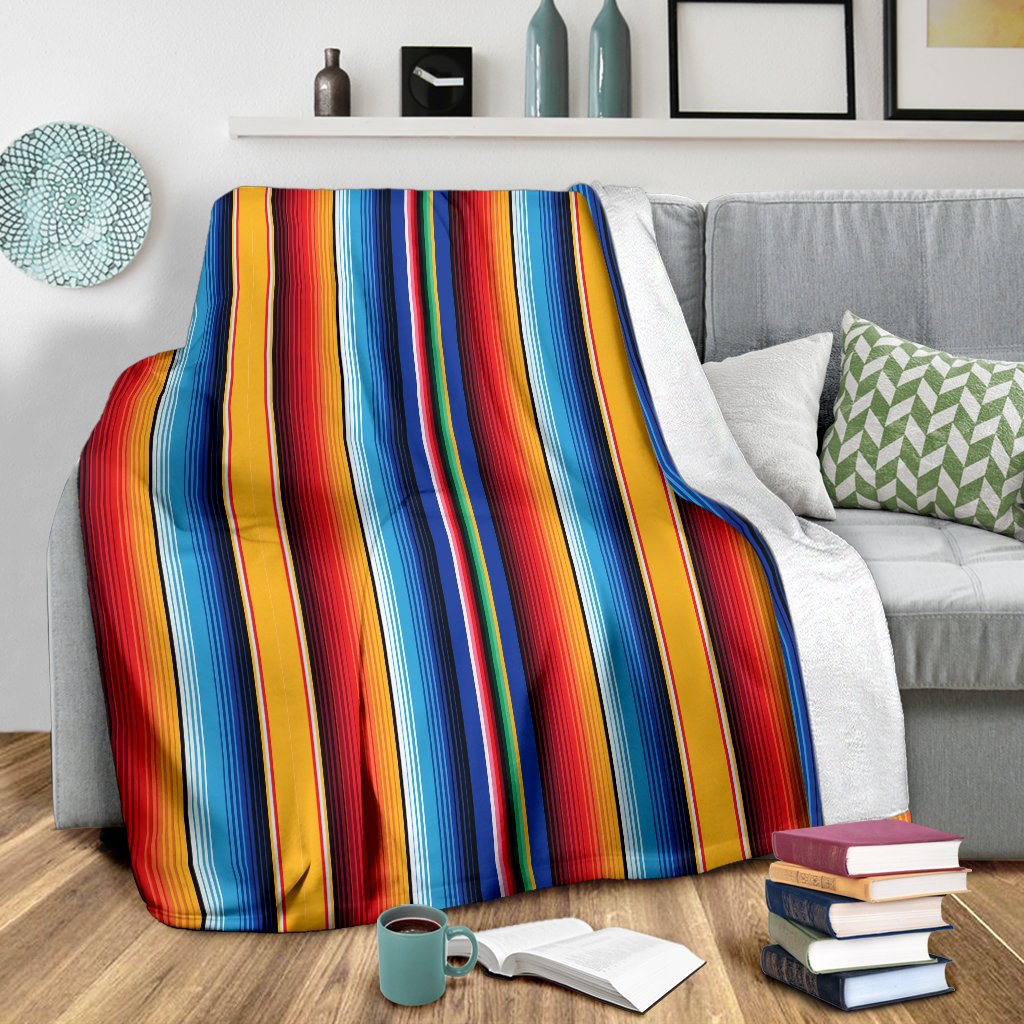 Mexican Blanket Stripe Print Pattern Fleece Blanket