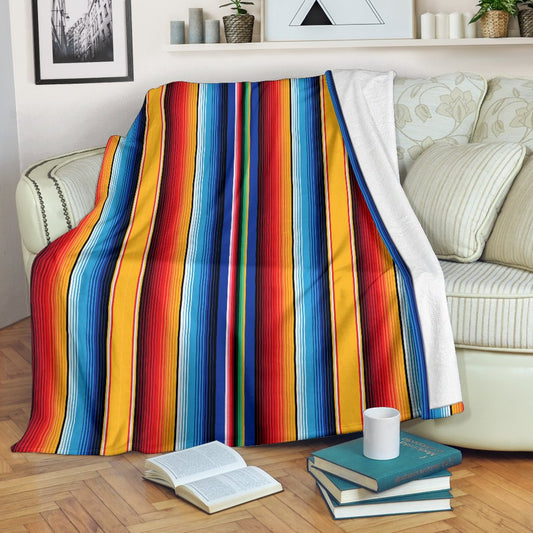 Mexican Blanket Stripe Print Pattern Fleece Blanket