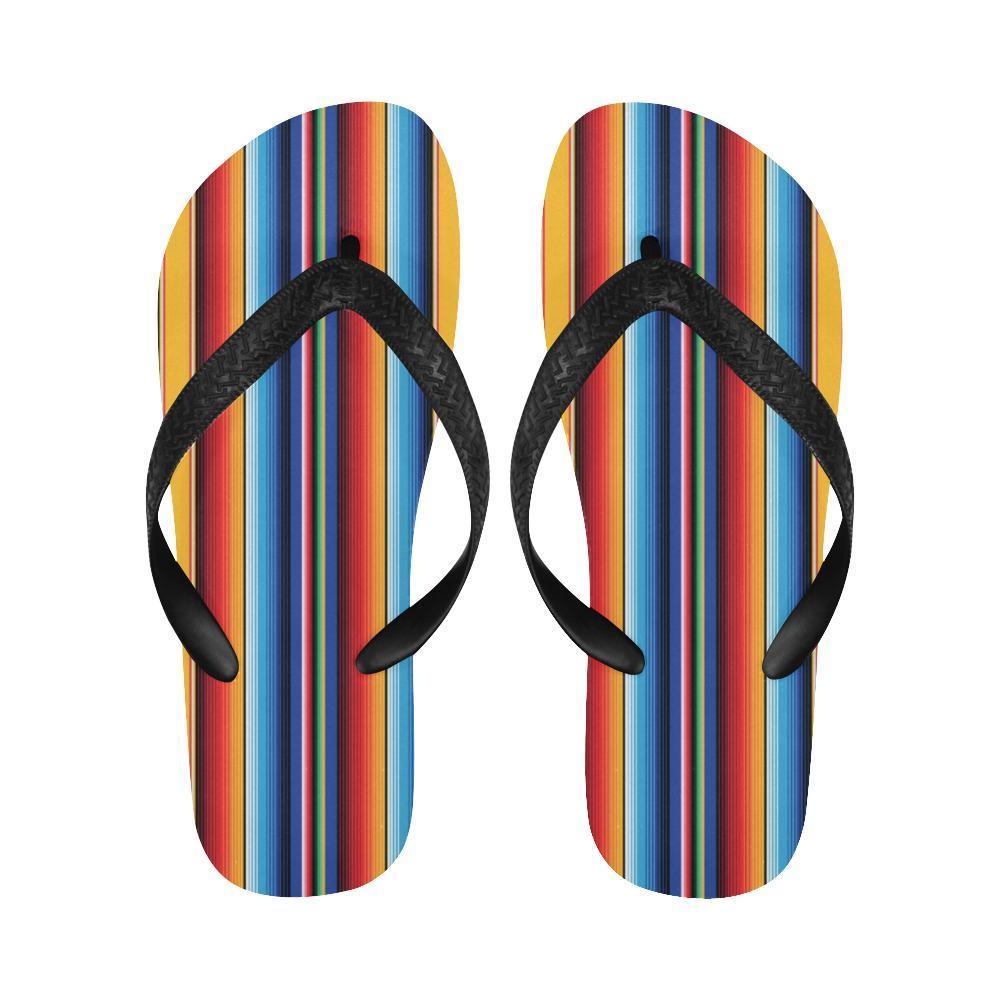 Mexican Blanket Stripe Print Pattern Flip Flops-JTAMIGO.COM