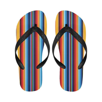 Mexican Blanket Stripe Print Pattern Flip Flops-JTAMIGO.COM