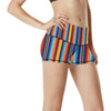 Mexican Blanket Stripe Print Pattern High Waisted Spandex Shorts-JTAMIGO.COM