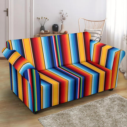 Mexican Blanket Stripe Print Pattern Loveseat Slipcover-JTAMIGO.COM