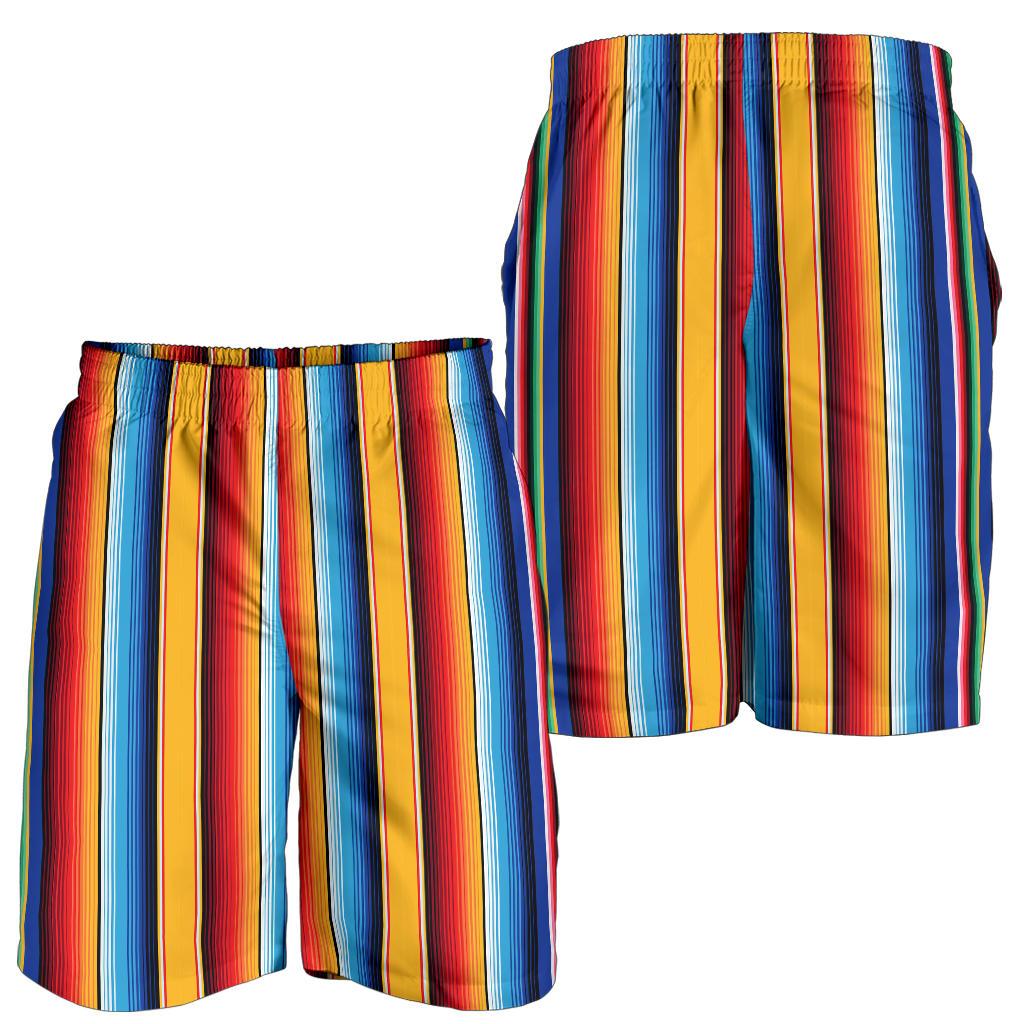 Mexican Blanket Stripe Print Pattern Mens Shorts-JTAMIGO.COM