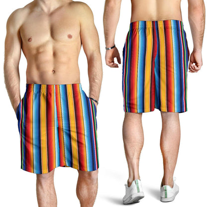 Mexican Blanket Stripe Print Pattern Mens Shorts-JTAMIGO.COM