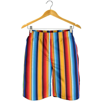 Mexican Blanket Stripe Print Pattern Mens Shorts-JTAMIGO.COM