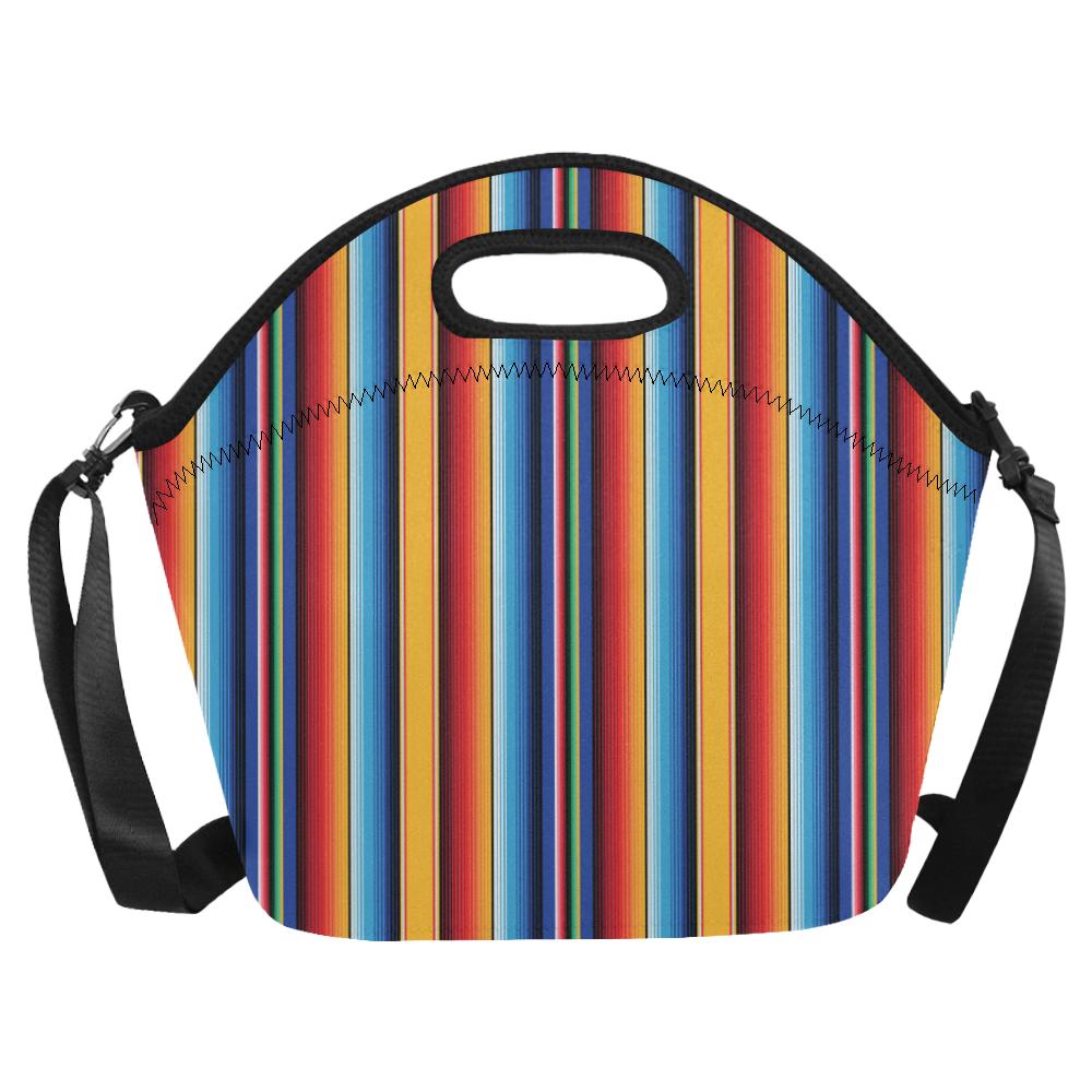 Mexican Blanket Stripe Print Pattern Neoprene Lunch Bag (Model 1669)(Large)-JTAMIGO.COM