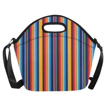 Mexican Blanket Stripe Print Pattern Neoprene Lunch Bag (Model 1669)(Large)-JTAMIGO.COM