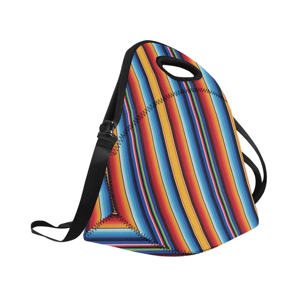 Mexican Blanket Stripe Print Pattern Neoprene Lunch Bag (Model 1669)(Large)-JTAMIGO.COM
