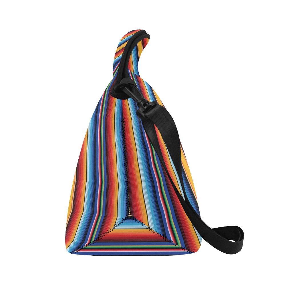Mexican Blanket Stripe Print Pattern Neoprene Lunch Bag (Model 1669)(Large)-JTAMIGO.COM