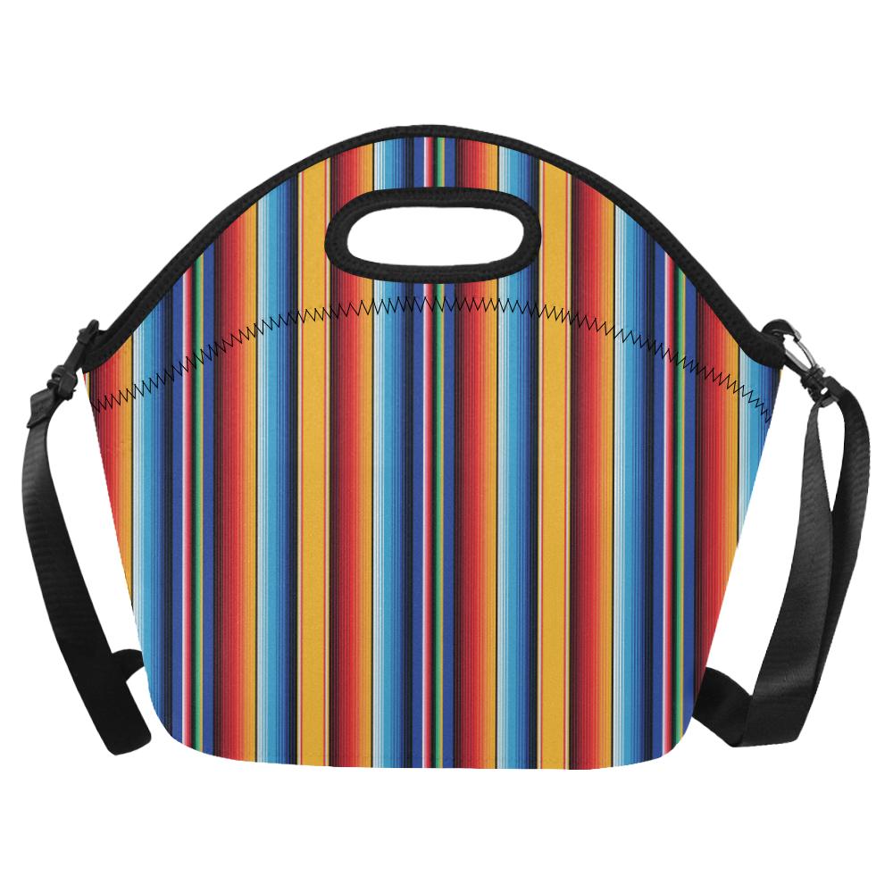 Mexican Blanket Stripe Print Pattern Neoprene Lunch Bag (Model 1669)(Large)-JTAMIGO.COM