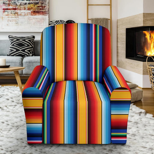 Mexican Blanket Stripe Print Pattern Single Sofa Slipcover -JTAMIGO.COM