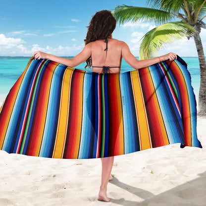 Mexican Blanket Stripe Print Pattern Sarong Pareo Wrap