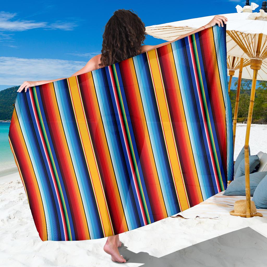 Mexican Blanket Stripe Print Pattern Sarong Pareo Wrap
