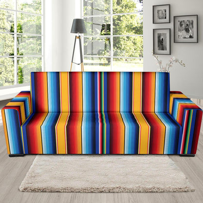 Mexican Blanket Stripe Print Pattern Sofa Slipcover-JTAMIGO.COM