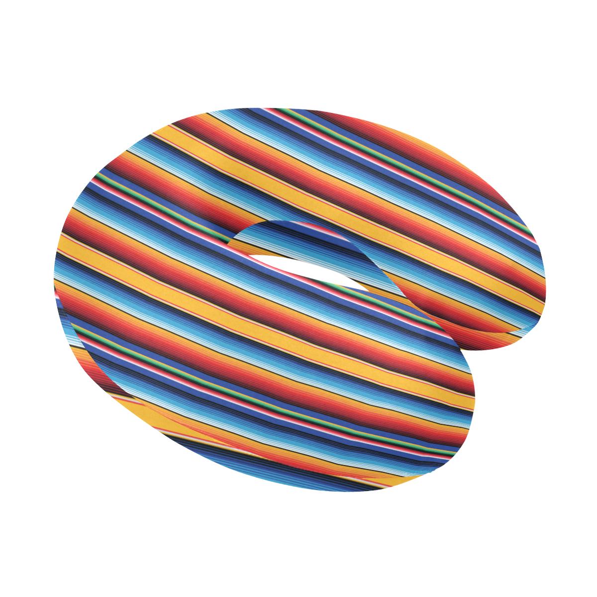 Mexican Blanket Stripe Print Pattern U-Shaped Travel Neck Pillow-JTAMIGO.COM